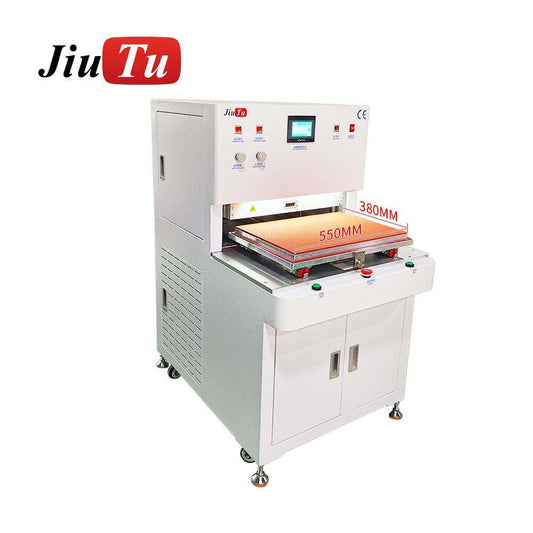 OCA laminating machine in vacuum chamber bonding LCD screen with clear adhesive film