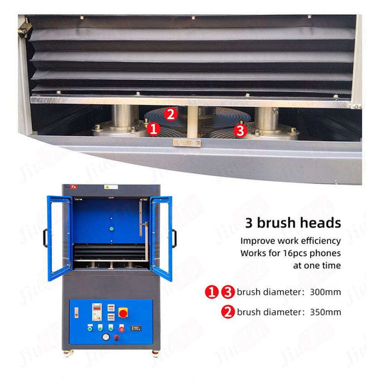 phone polishing machine factory interior with machines and workers