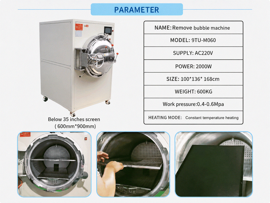 High Pressure Bubble Remover machine for OCA lamination bubble removal in LCD screens