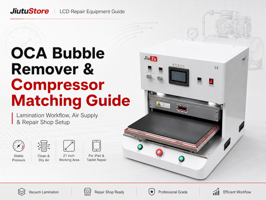Jiutu OCA bubble remover and compressor matching guide cover for LCD repair shop lamination workflow