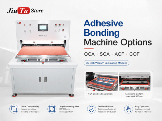 adhesive bonding machine with OCA, SCA, ACF, and COF options for display repair and optical bonding