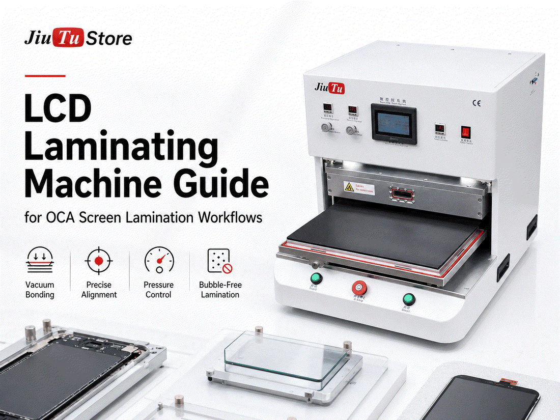 Jiutu LCD laminating machine for OCA screen lamination workflow with vacuum bonding and bubble removal system