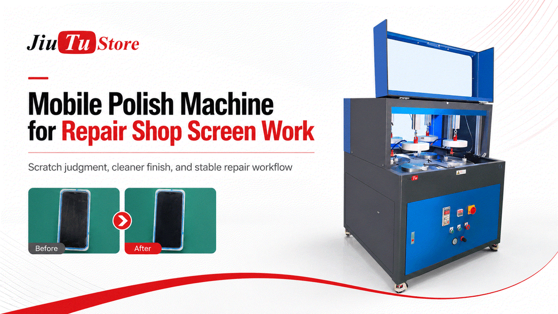 Mobile polish machine for repair shop screen scratch polishing workflow