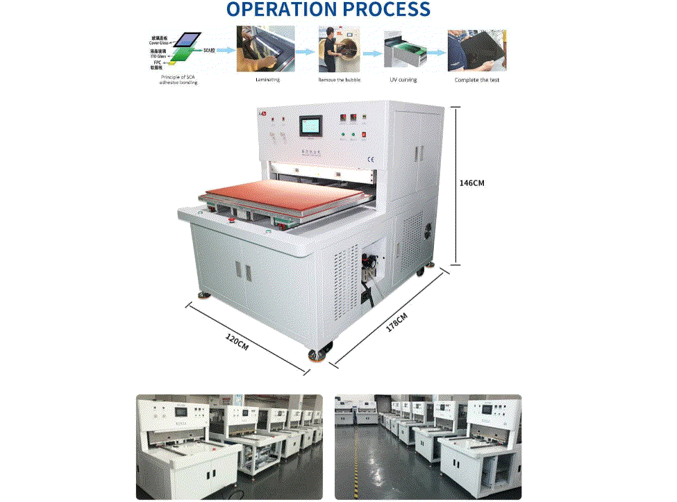 OCA bonding machine used for bubble-free LCD and OLED optical lamination in industrial setting