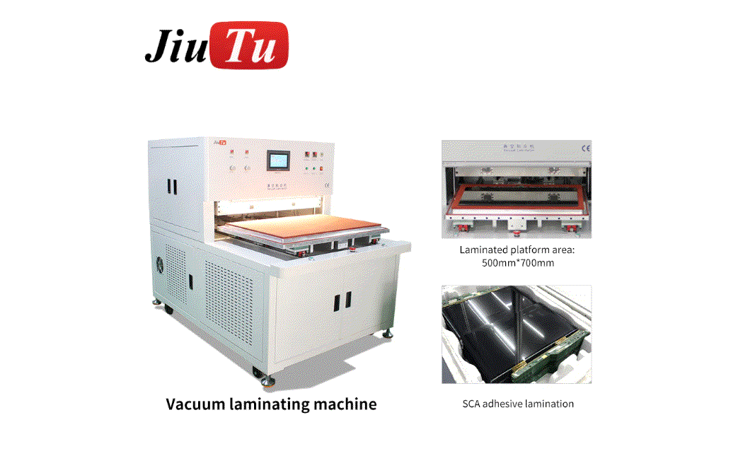Optical bonding display machine showing bubble-free OCA lamination process steps and equipment