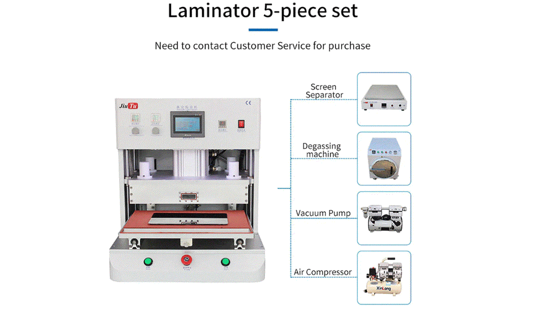 OCA laminator workflow from panel alignment to debubble process on a repair bench