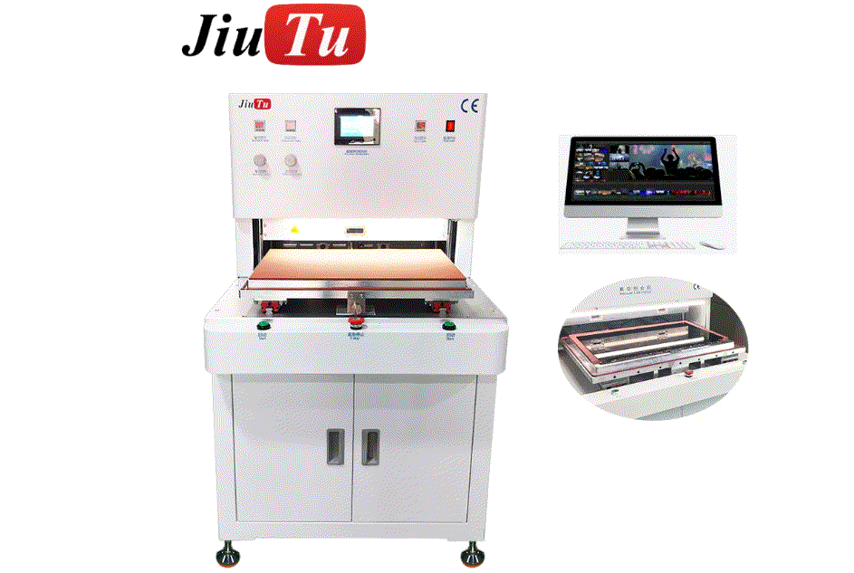 Large-format bubble remover machine for LCD and OCA screen rework with compressor options and laminating integration