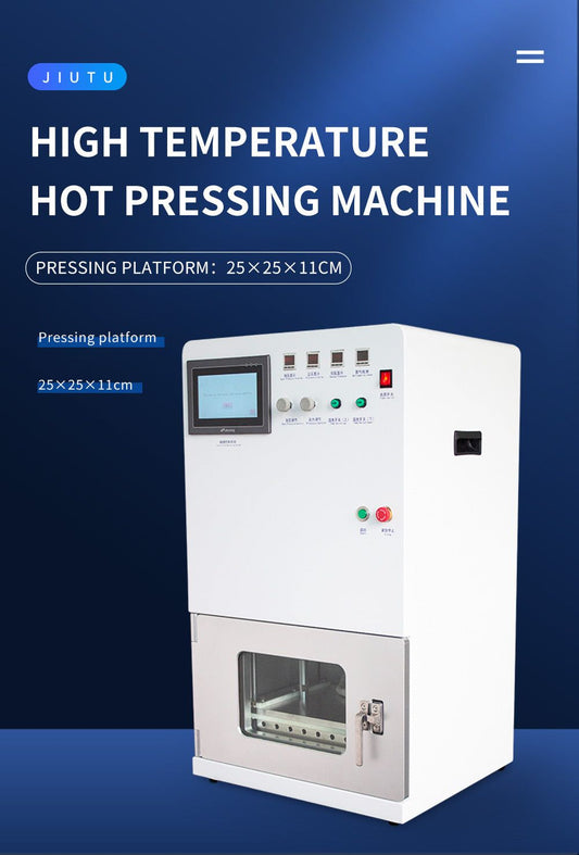 Hot pressing machine for microfluidic chip bonding and thermoplastic molding under vacuum and high temperature