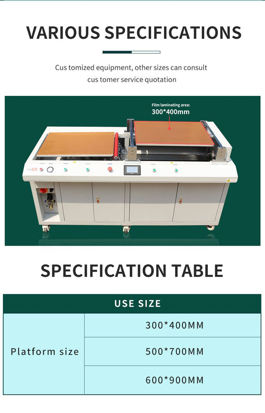 Film laminating machine for OCA polarizer film on large LCD screens up to 35 inches with accurate alignment and easy operation