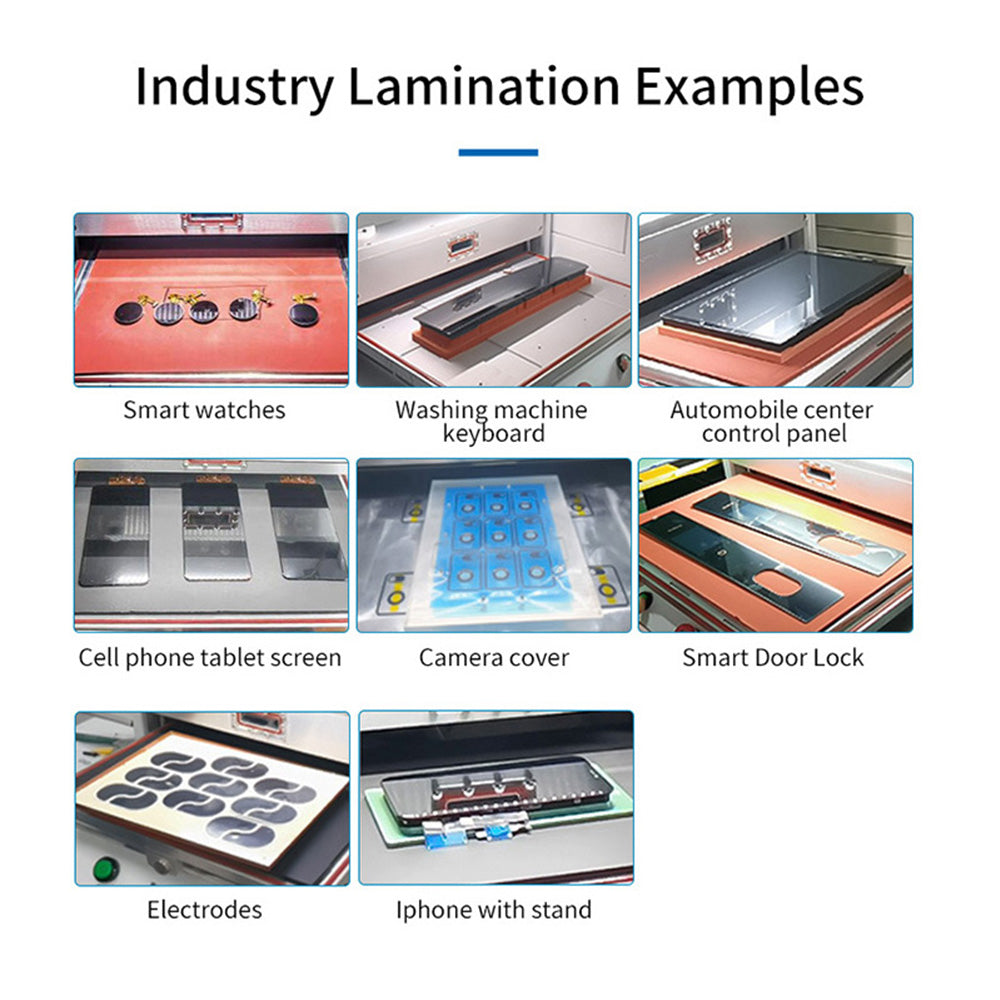Industry lamination examples from a Jiutu optical bonding machine product image