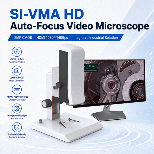 Auto focus video microscope with HDMI output for industrial inspection