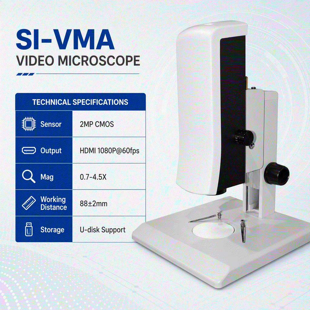 Auto Focus Video Microscope with HDMI output and 200x continuous zoom for industrial inspection