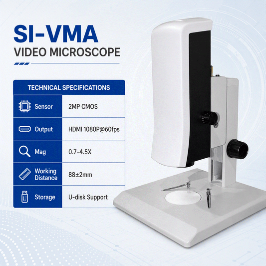 Auto Focus Video Microscope with HDMI output and 200x continuous zoom for industrial inspection