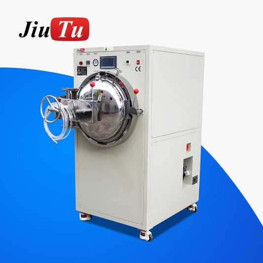 Autoclave machine removing air bubbles from laminated phone screens