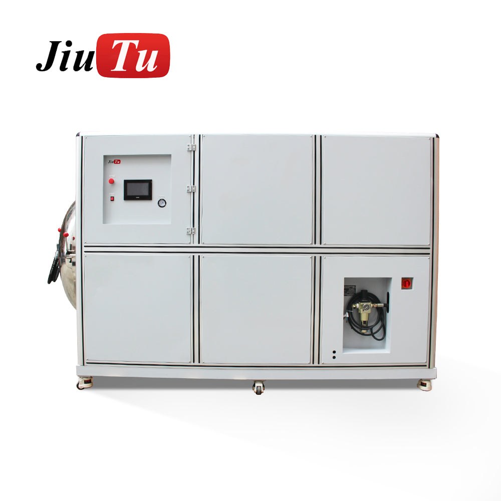 Bubble Remover Machine in white industrial metal casing with control panel and sealed chamber on the side