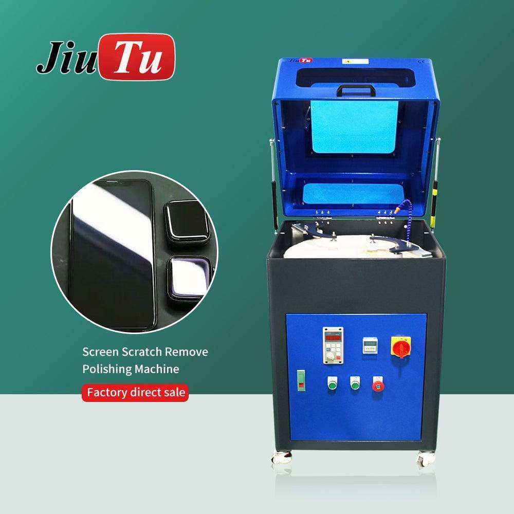 Buffing machine polishing used cell phones to remove scratches
