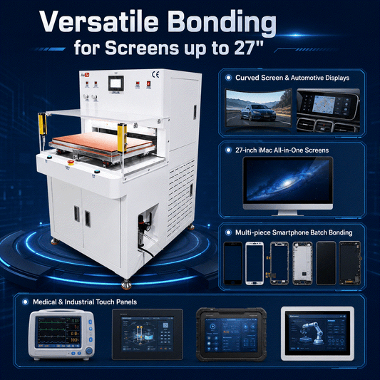 CG+OCA Vacuum Laminating Machine, white industrial cabinet with orange bonding platform, safety barriers and touchscreen controls