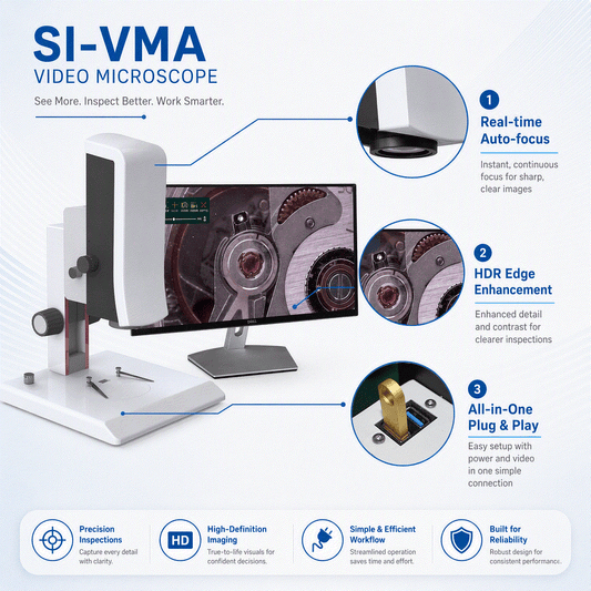 Digital inspection video microscope with auto focus and HDMI output for electronics and precision manufacturing
