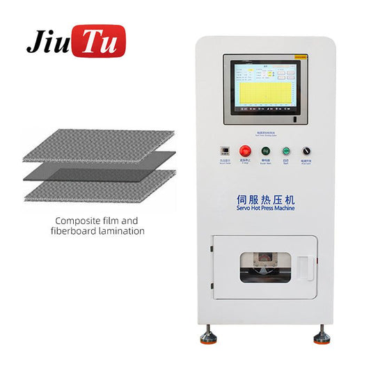 Laboratory vacuum hot press machine in white with touchscreen controls and lower pressing chamber for High Temperature Bonding