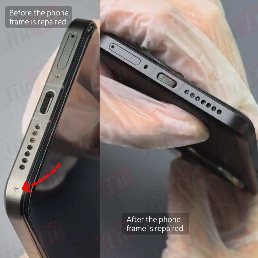 iPhone frame scratch repair kit with polishing tools and tapes