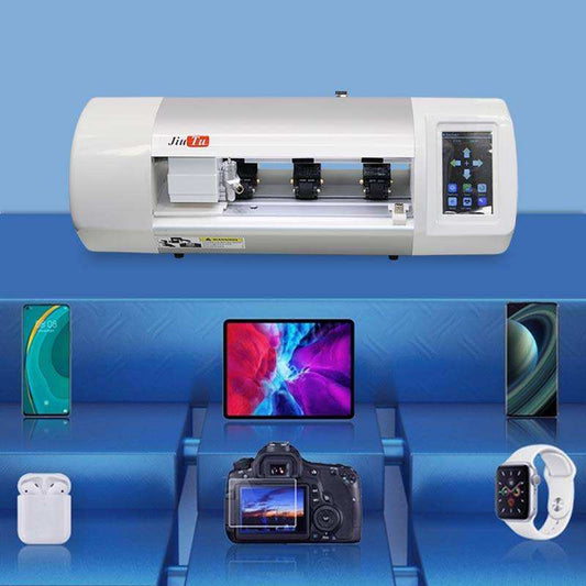 Protective film cutting machine for custom smartphone and device screen protectors with built-in computer and wifi connection
