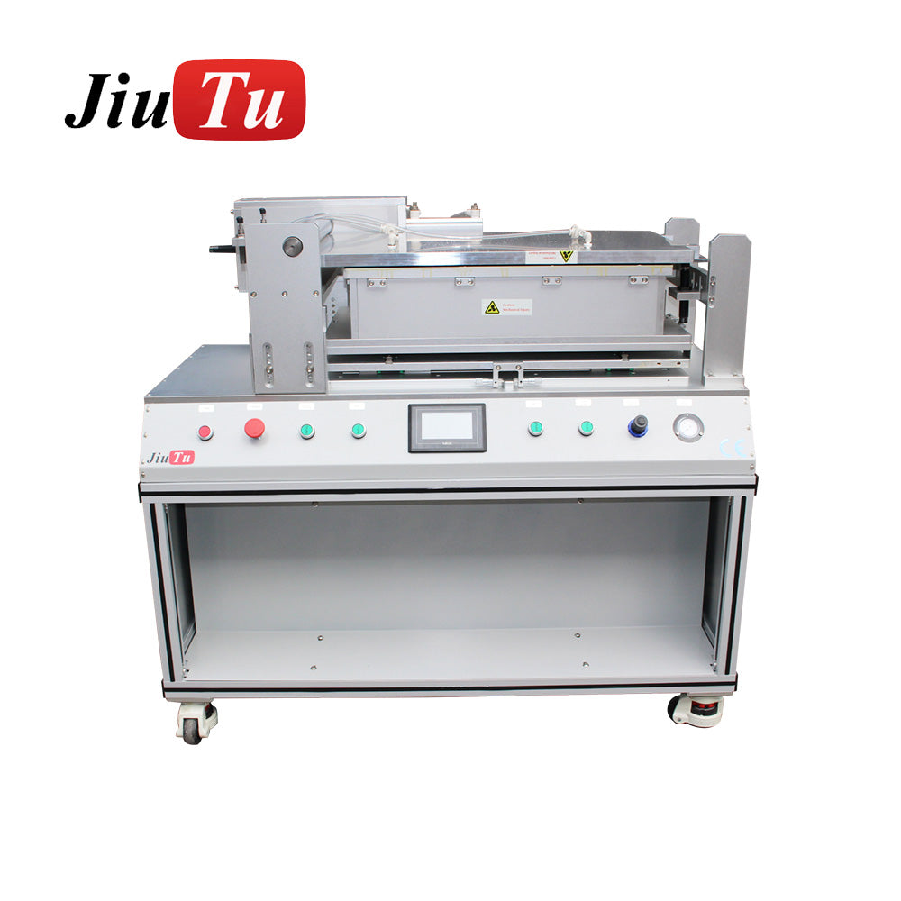 Rear-side view of a soft-to-soft laminating platform showing service connections