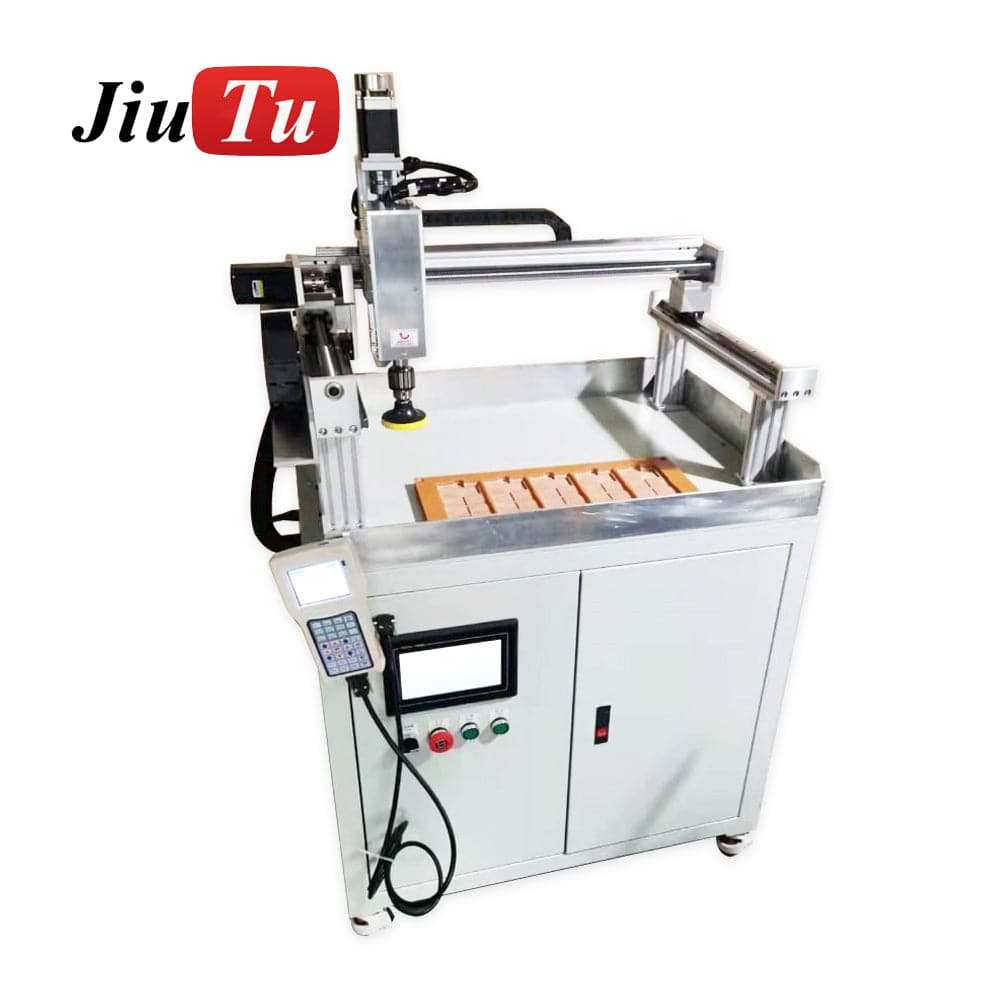 Dry polishing machine for smartphone and tablet screen refurbishment with custom polish pads and dual voltage options