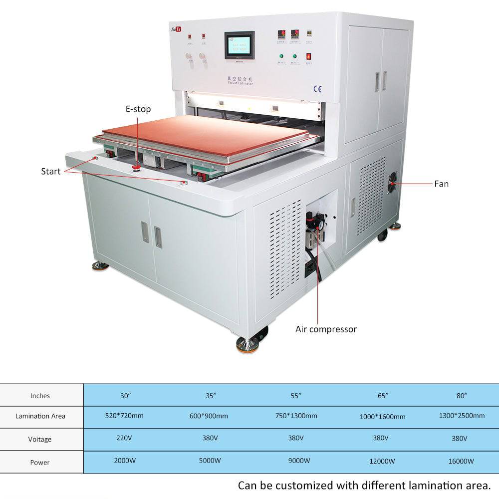 OCA vacuum laminator machine for primary wet-out before debubbling