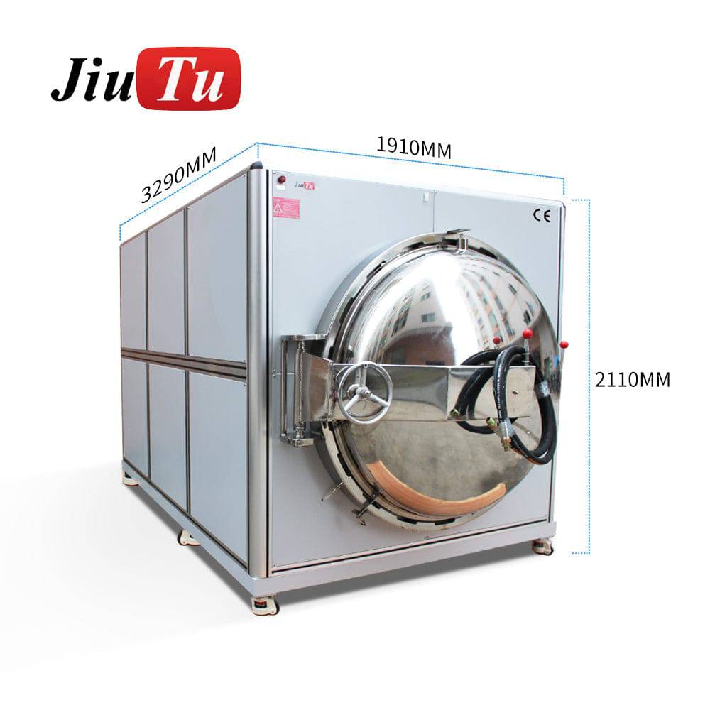 Autoclave-style bubble remover machine used after vacuum lamination