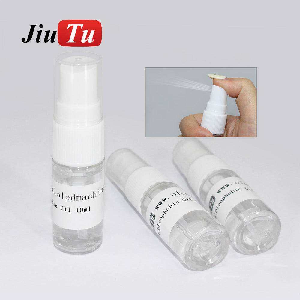 Oleophobic Coating Glass clear spray bottles with white caps, small portable size with mist spray application