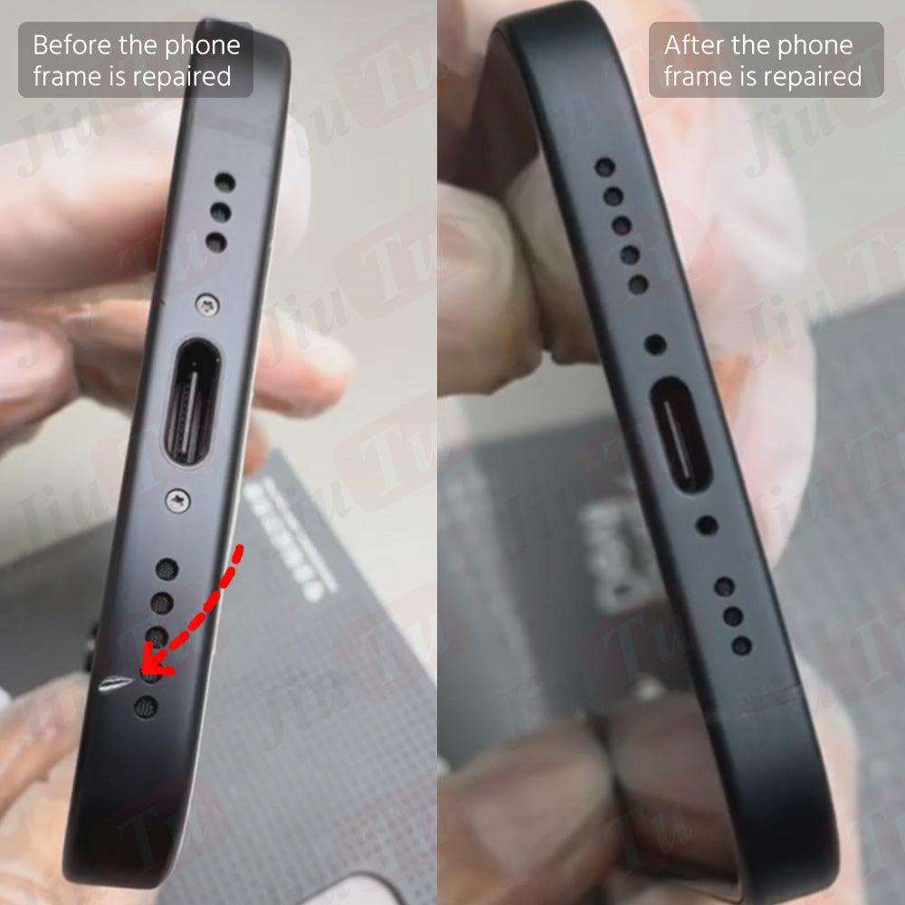 iPhone frame scratch repair kit with polishing tools and tapes