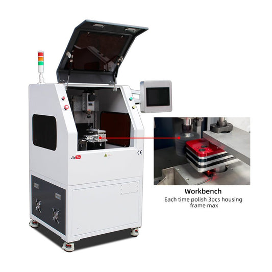 Cell phone housing frame polishing machine removing scratches on aluminum frame with wax-based dry polishing compound