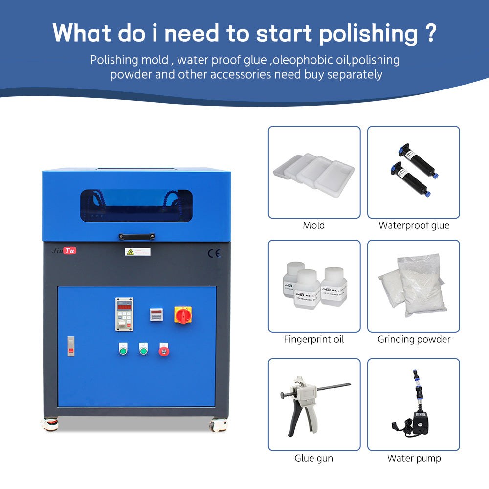 16 Slots Automatic Phone Screen Glass Repair Polishing Machine with Automatic Lifting and Water Circulation System for Phone Repair Shop