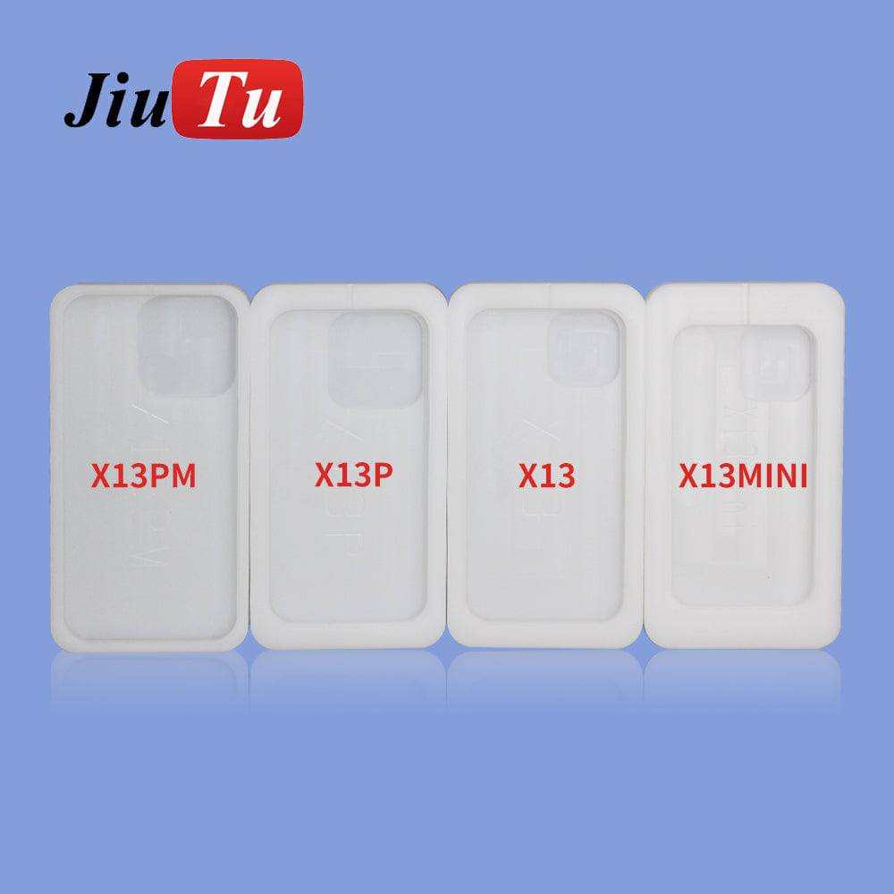 Polishing Machine Mold set in white plastic, labeled for smartphone models X13PM, X13P, X13, and X13MINI, with distinct cutouts