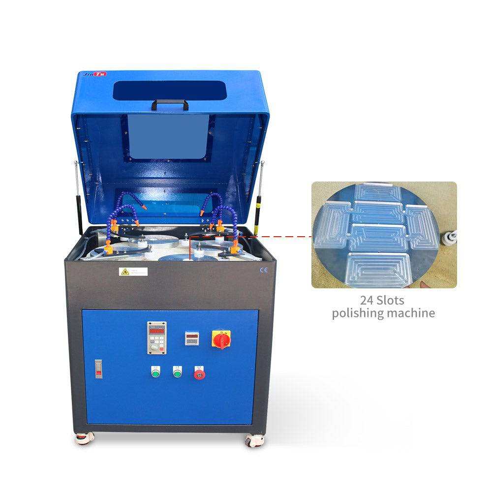 Removal Polishing Machine with blue and black metal body, control panel, and 24-slot polishing mechanism for precision glass treatment