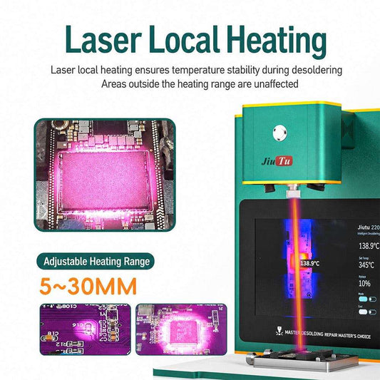 Compact laser soldering equipment with integrated infrared heater and thermal imaging for motherboard repair