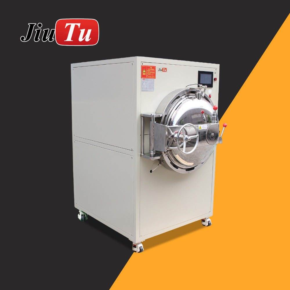 Touch film lamination bubble removal machine with automatic lock
